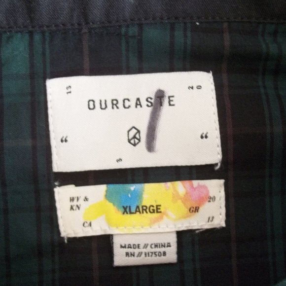 OURCASTE Dark Academia Preppy Parochial Tartan Punk Plaid Kevin Shirt XL NWT - Picture 7 of 8